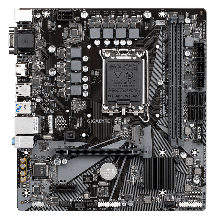 Placa de baza gigabyte h610m h v2 lga1700, 2x ddr4 3200mhz, 1x d-sub, 1x hdmi, 1x pcie x16, 1x pcie x1, 1x m.2, 4x sata 6gbps, lan 1gbps, matx,  Placi de baza | electropc.ro