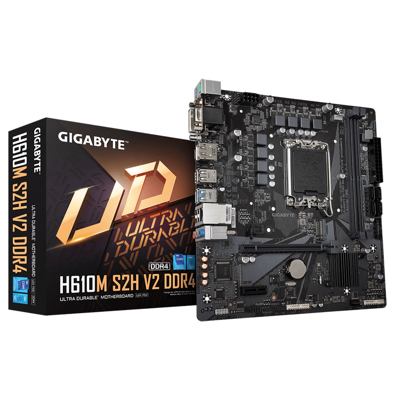 Placa de baza gigabyte h610m s2h v2 lga1700, 2x ddr4 3200mhz, 1x d-sub, 1x dvi-d, 1x hdmi, 1x displayport, 1x pcie x16, 1x pcie x1, 1x m.2, 4x sata 6gbps, lan 1gbps, matx,  Placi de baza | electropc.ro