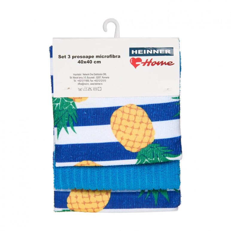 Set 3 prosoape microfibra 40x40cm ananas,  Prosoape Bucatarie | electropc.ro