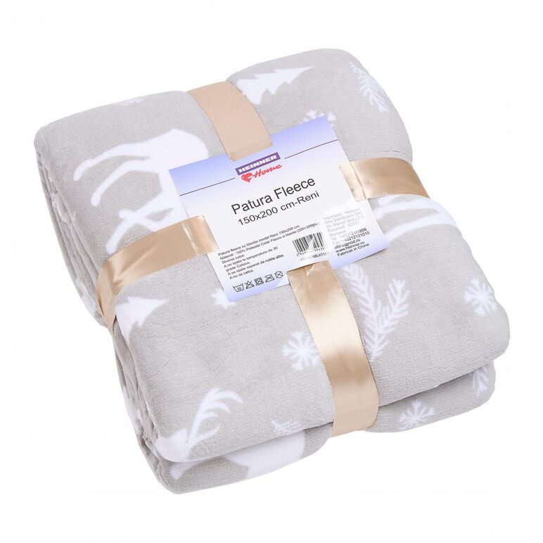 Patura fleece 150x200 cm-reni, gri,  Paturi si Cuverturi | electropc.ro