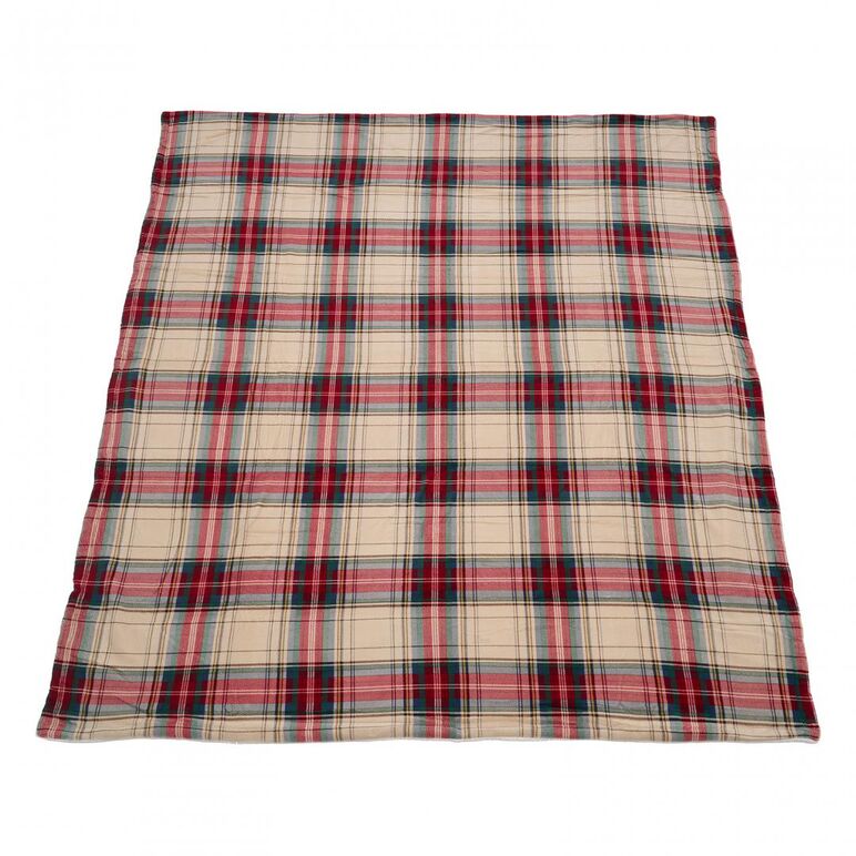 Patura fleece 200x220 cm-carouri bej,  Paturi si Cuverturi | electropc.ro