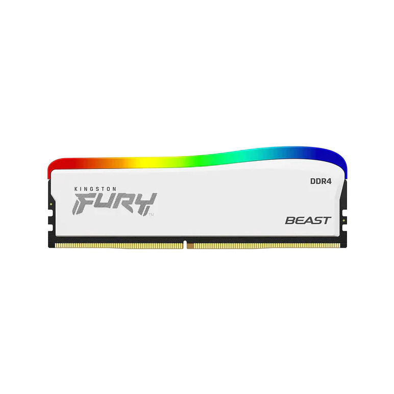 Memorie ram kingston fury beast white, dimm, ddr4, 16gb, cl16, rgb, 3200mhz,  Memorii RAM Desktop | electropc.ro