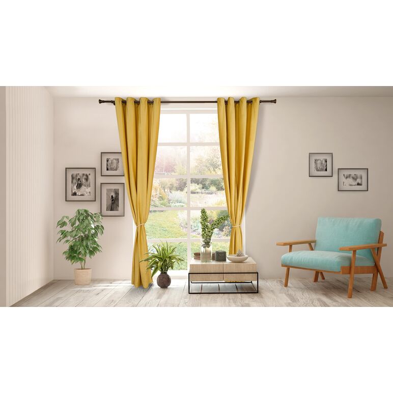 Set 2 draperii catifea 140x270 cm - galbene,  Perdele | electropc.ro