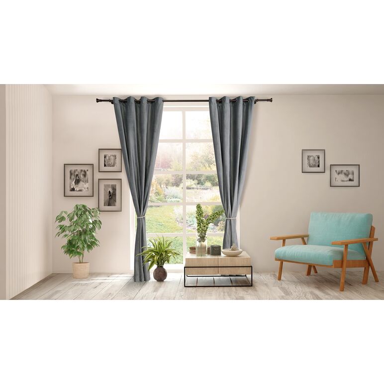 Set 2 draperii catifea 140x270 cm - gri,  Perdele | electropc.ro