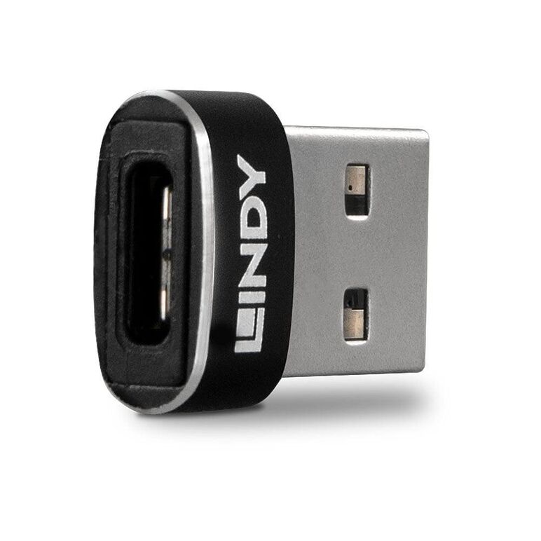 Adaptor lindy ly-41884, usb 2.0 type a to type c, negru,  Cabluri periferice | electropc.ro