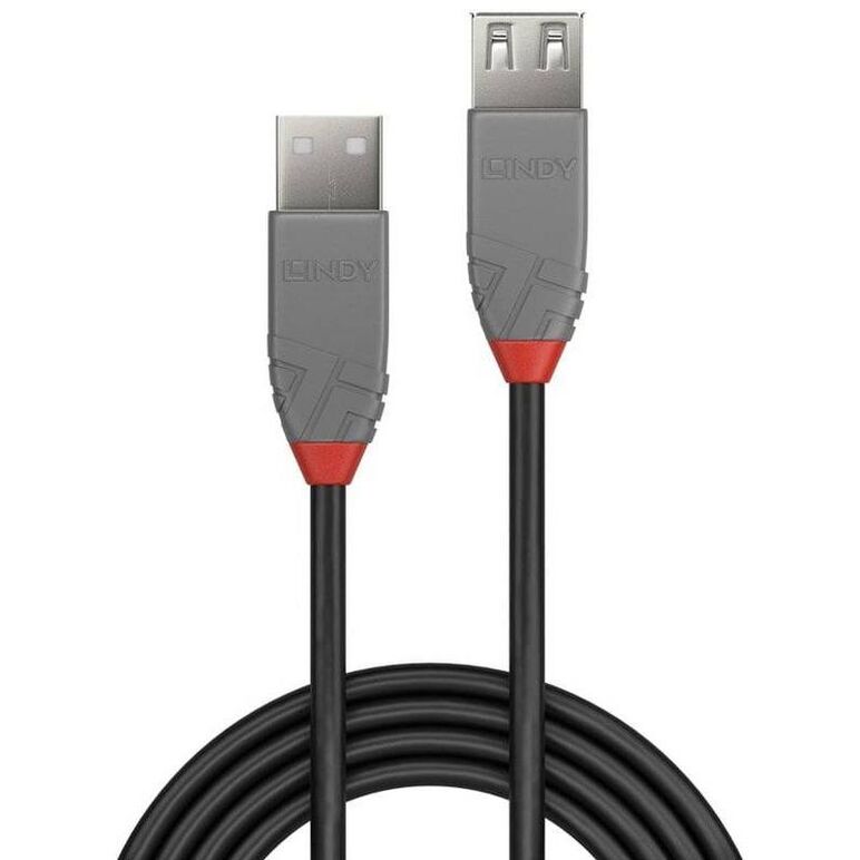 Cablu transfer date lindy ly-36704, usb 2.0 male tip a - usb 2.0 female tip a, 3 m, anthra line,  Cabluri periferice | electropc.ro