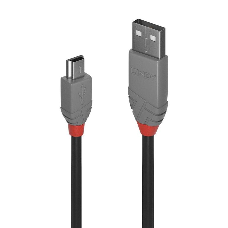 Cablu transfer date lindy ly-36721, usb 2.0 type a to mini-b, 0.5 m, anthra line,  Cabluri periferice | electropc.ro