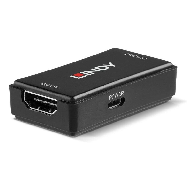 Lindy 40m hdmi 18g repeater  description  extends hdmi 2.0 18g signals over 50m supports resolutions up to 3840x2160p@60hz 4:4:4 high dynamic range support for enhanced contrasts and 10-bit colour performance minimalistic, compact design  technical detail,  Repeater audio-video | electropc.ro