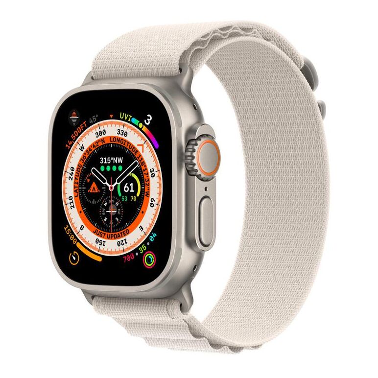 Apple watch ultra cellular, 49mm titanium case with starlight alpine loop - medium,  SmartWatch-uri | electropc.ro