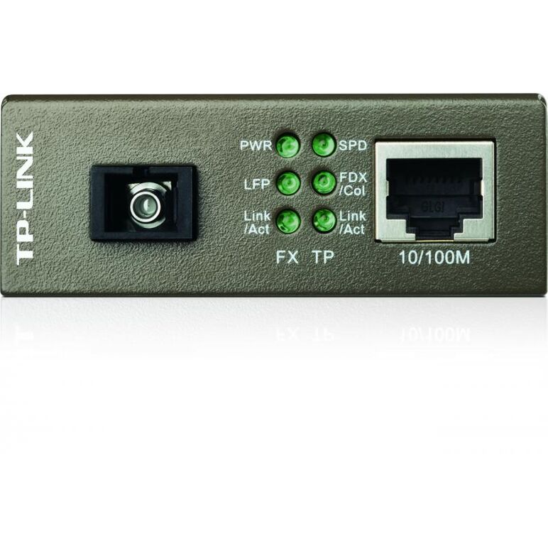 Switch media convertor tp-link, 2 porturi (1x100mbps sc, 10/100 mbps (rj-45)), bidi 10/100base-tx to 100base-fx (sc), single-mode, 20km, wdm type a (se foloseste in pereche cu mc112cs), single fiber, montabil in sasiu,  Media convertoare | electropc.ro