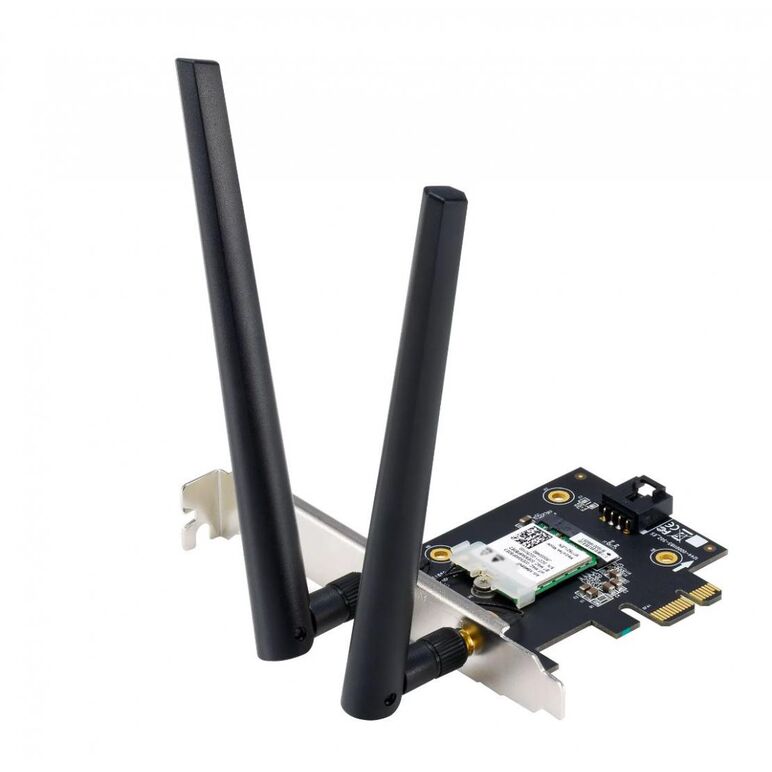 Asus pce-axe5400 wifi  bluetooth 5.2 pcie adapter, wi-fi 6, 2.4ghz / 5ghz / 6ghz, greutate: 49.7g, 2 x antene externe, pci-express x 1.,  Routere Wireless | electropc.ro