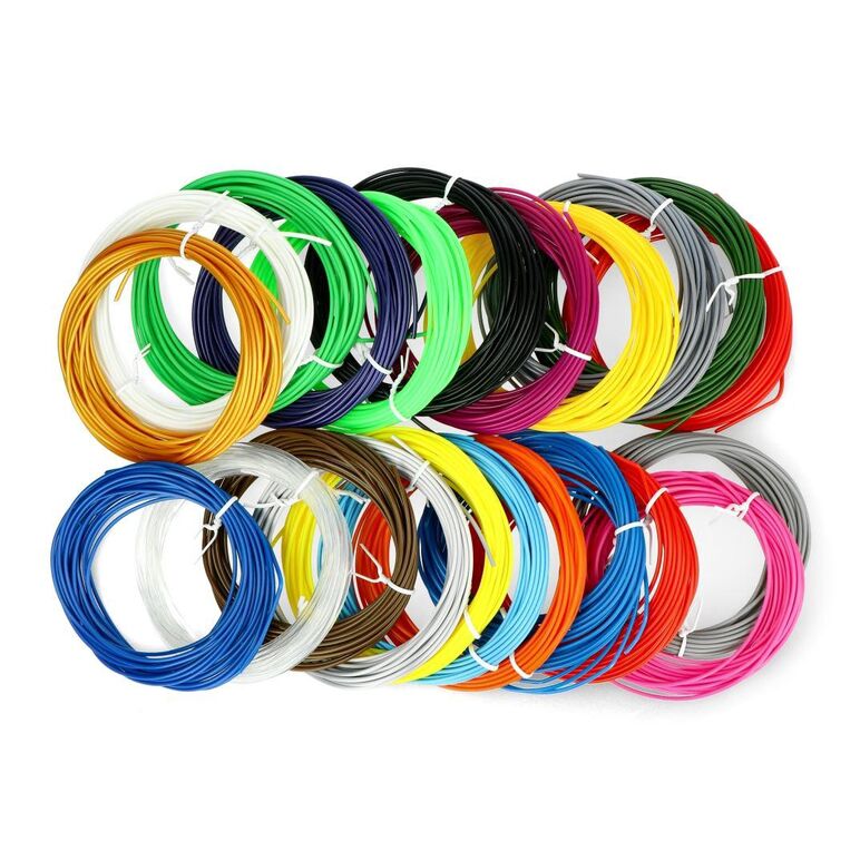 Kit filamente polaroid pentru creioane 3d, material pla, diamentru: 1.75mm, 20 role x 5m, culori: white / black / yellow / red / silver / orange / pink / green / chocolate / grey / purple / dark green / dark blue / transparent / blue / gold / fluorescent ,  Accesorii imprimare 3D | electropc.ro