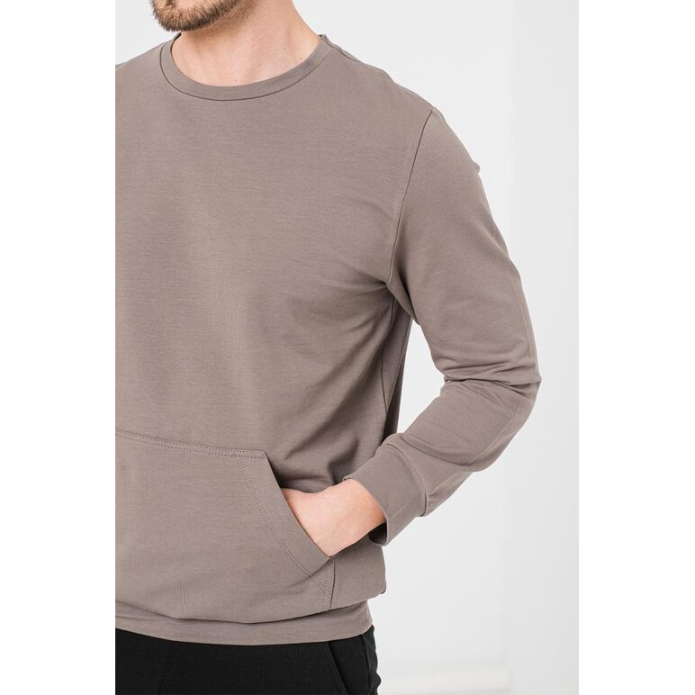 Bluza coton casual barbati taupe-s,  Hanorace | electropc.ro