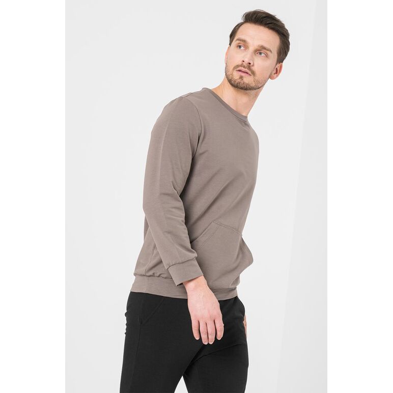 Bluza coton casual barbati taupe-s,  Hanorace | electropc.ro