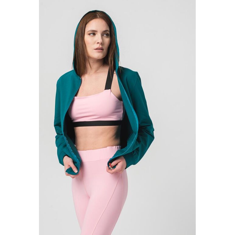 Hanorac coton casual femei petrol-s,  Hanorace | electropc.ro