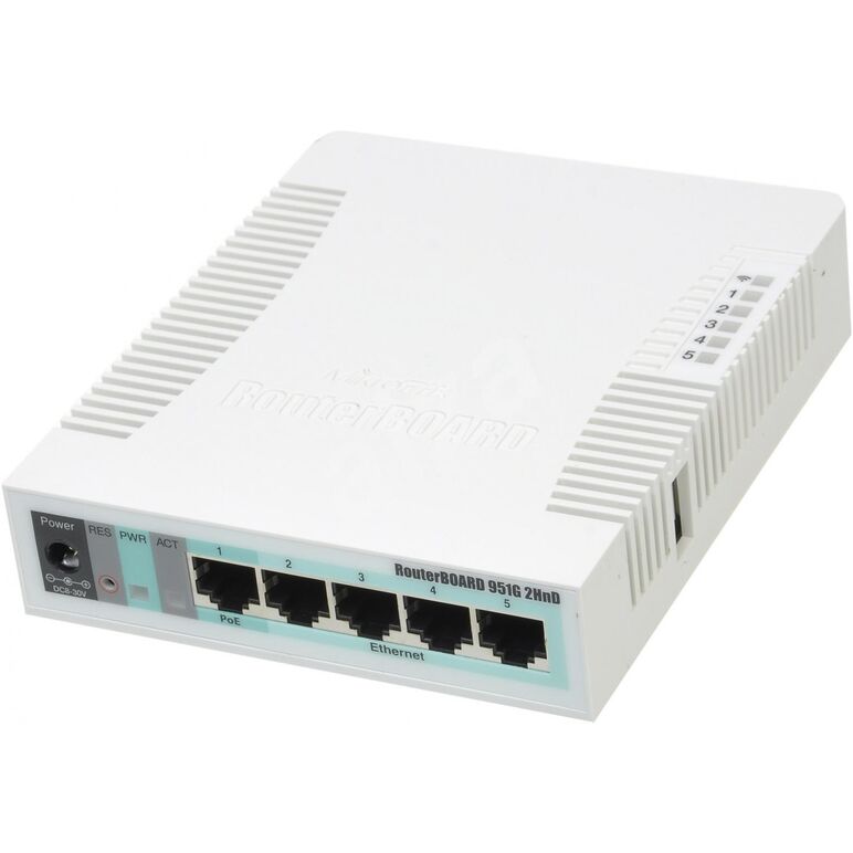 Mikrotik wireless soho gigabit ap 5-port, rb951g-2hnd, 5* 10/100/1000ethernet ports, cpu nominal frequency: 600 mhz, 1* cpu core count, sizeof ram: 128 mb, up to 7w, 2* wireless 2.4 ghz number of chains,802.11b/g/n, antenna gain dbi for 2.4 ghz: 2.5,  Routere Wireless | electropc.ro