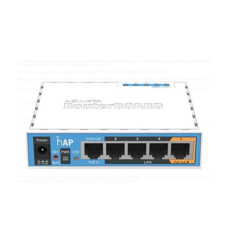 Wireless access point mikrotik rb951ui-2nd, hap, 5xlan fast ethernet ,passive poe in/out,  Access point & Range Ext. | electropc.ro