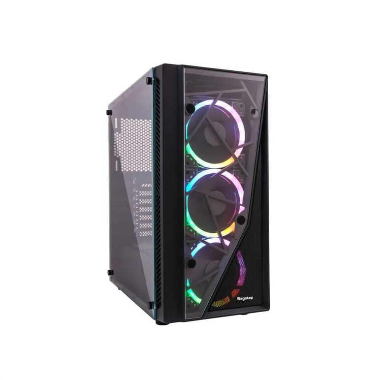 Carcasa segotep prime xl v2 neagra, spcc steel atx mid tower, fara sursa (tip atx, montata jos), interior vopsit negru, 2x 2.5”/3.5" (intern), 2x 2.5" (intern), fata – 3x 120mm led rgb fans (inlcus) / 2x 140mm (optional), spate - 1x 120mm fan (optional), ,  Carcase | electropc.ro
