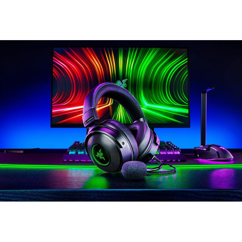 Casti cu micofon razer kraken v3 hypersense cu fir, haptic technology , 20 hz – 20 khz, 32ohm, 196db, driver 50mm, black,  Casti audio | electropc.ro