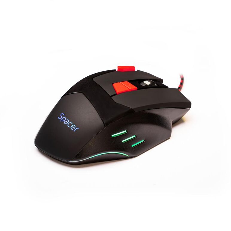 Mouse spacer gaming sp-gm-02 cu fir, optic,1000/ 1600/ 2000/ 2400 dpi, butoane/scroll 8/1, iluminare led rgb, 7 cicluri prestabilite, negru,  Mouse | electropc.ro