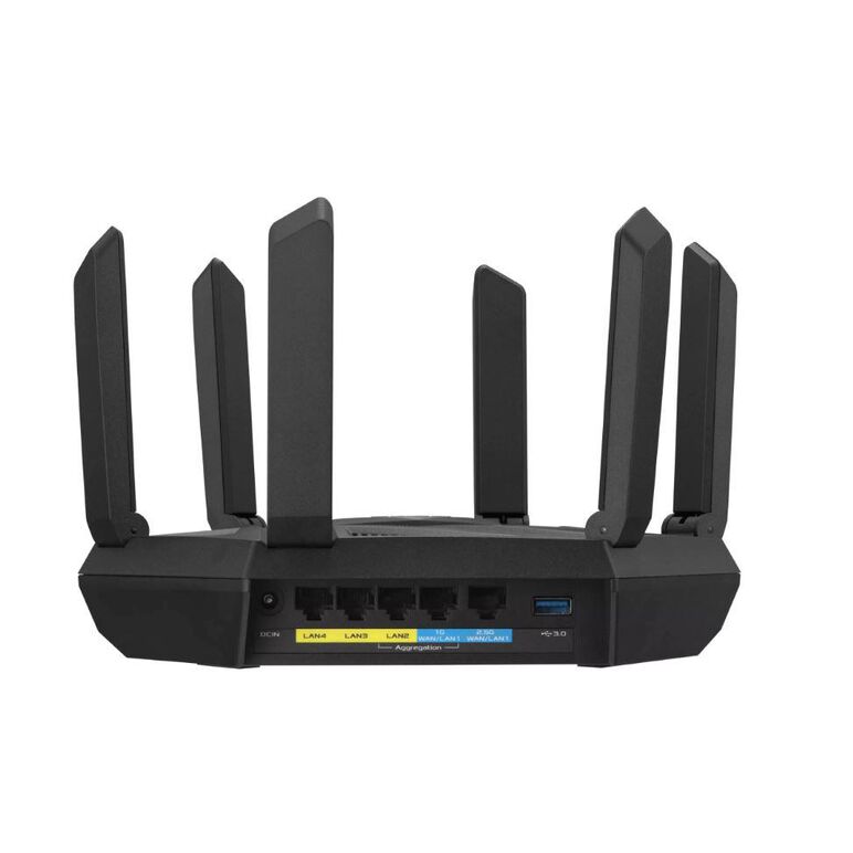 Router wireless asus rt-axe7800, tri-band, wi-fi 6, , standarde reteaeee 802.11a, ieee 802.11b, ieee 802.11g, wifi 4 (802.11n) wifi 5 (802.11ac), wifi 6 (802.11ax), wifi 6e (802.11ax), ipv4, ipv6 574+4804+2402 mbps, 6 antene externe, procesor: 1.7ghz, 256,  Routere Wireless | electropc.ro