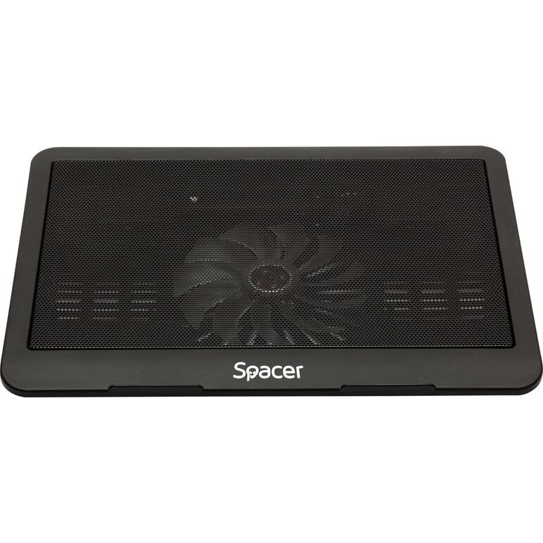 Stand laptop spacer sp-nc19 15.6", sita metal, fan 14cm, led albastru, negru,  Stand & Cooling pad | electropc.ro