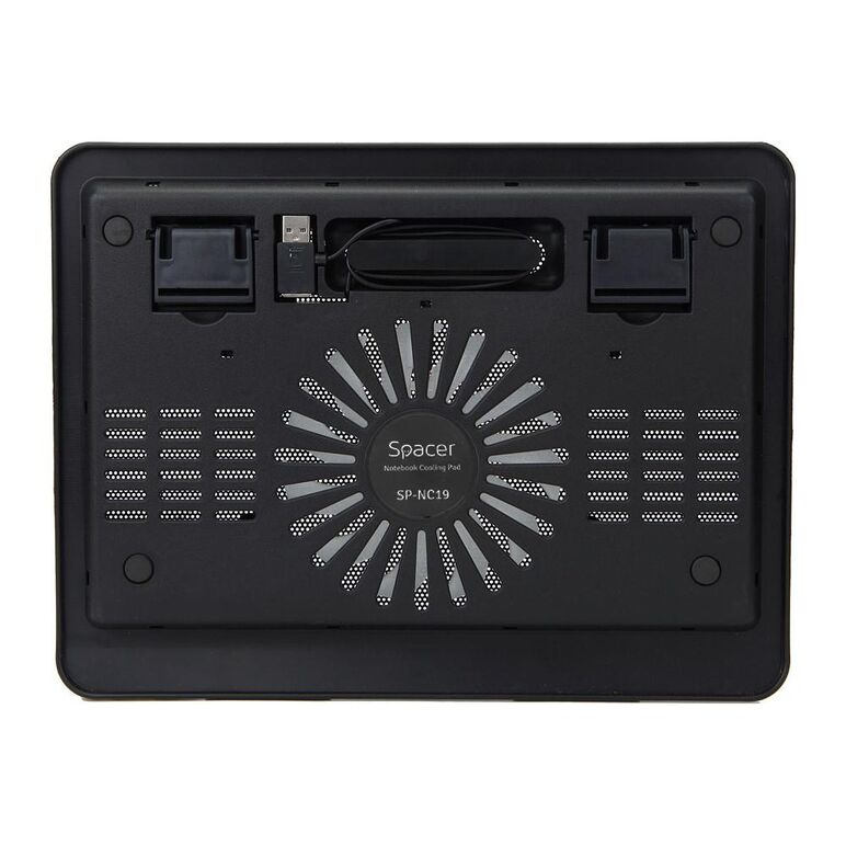 Stand laptop spacer sp-nc19 15.6", sita metal, fan 14cm, led albastru, negru,  Stand & Cooling pad | electropc.ro