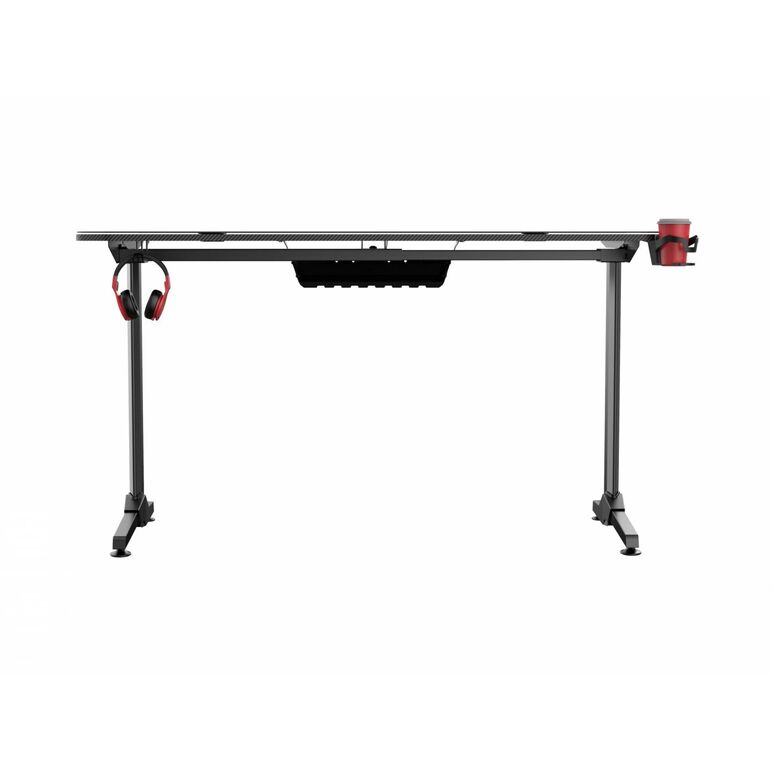 Birou gaming serioux radiance, material  otel carbon laminat, grosime 1.5mm, blat mdf invelit in fibra de carbon, dimensiuni blat: 1400*660* 15mm, mousepad pe intreaga suprafata a blatului(rezistent la apa), dimensiuni mouse pad: 1400*660*2mm, suport cast,  Birouri gaming | electropc.ro