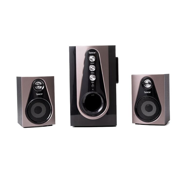 Boxe spacer 2.1, 30w rms ( 2x 5w + 20w), alimentare 220v, conectori bluetooth, usb, jack 3.5mm, radio fm, sd, rca, contine telecomanda wireless, negru,  Sisteme audio | electropc.ro