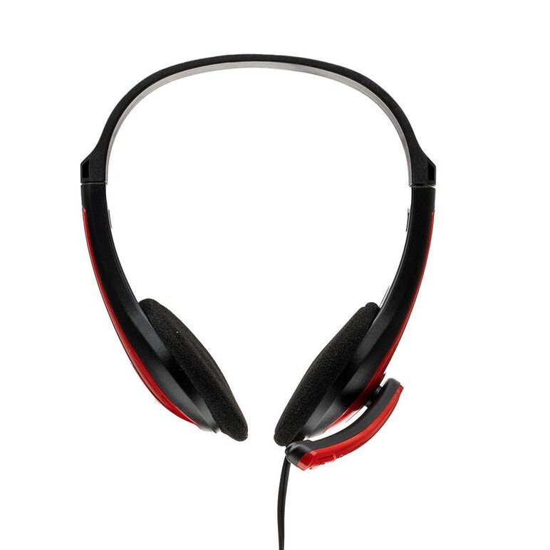 Casti cu micr. spacer, cu fir, multimedia, 2x jack 3.5mm, microfon pe brat, driver 40mm, 20hz-20000hz, 1.8m, rosu si negru,  Casti audio | electropc.ro