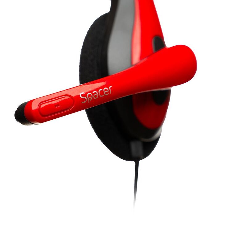 Casti cu micr. spacer, cu fir, multimedia, 2x jack 3.5mm, microfon pe brat, driver 40mm, 20hz-20000hz, 1.8m, rosu si negru,  Casti audio | electropc.ro