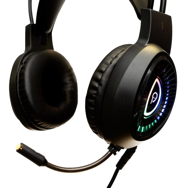Casti cu micr. spacer gaming, rgb, cu fir, 2x jack 3.5mm, 1x usb pentru iluminare, driver 40mm, control volum pe casca, microfon pe brat, reglabile, negru,  Casti audio | electropc.ro