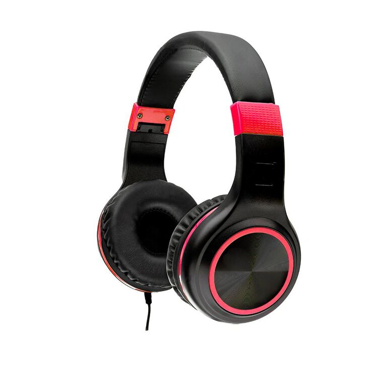 Casti cu micr. spacer pearl red, cu fir, multimedia,  2x jack 3.5mm, microfon pe fir, driver 40mm, 20hz - 20000hz, pliabile, 1.8m, negru si rosu,  Casti audio | electropc.ro