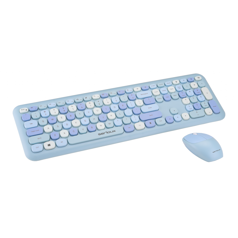 Kit tastatura + mouse serioux colourful 9920bl, wireless 2.4ghz, us layout, multimedia, mouse optic 1200dpi, usb, nano receiver, albastru,  Kit mouse tastatura | electropc.ro