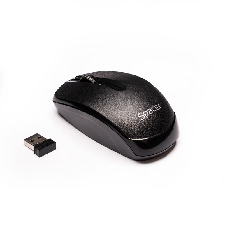 Mouse spacer, pc sau nb, fara fir, usb 2.4 ghz, optic, 1000 dpi, butoane/scroll 3/1, negru, spmo-161,  Mouse | electropc.ro