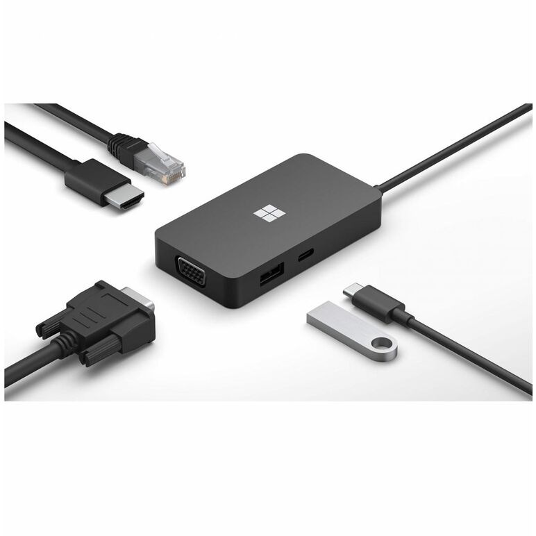 Ms usb-c travel hub, docking station(black, hdmi, rj-45, usb, vga),  Hub-uri USB | electropc.ro