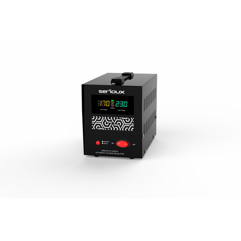 Stabilizator de tensiune serioux relay 101-2000va, putere 2000va/1200w, tip releu, transformator toroidal, interval tensiune intrare 150v ~ 260v, interval frecvența intrare 45hz ~ 65hz, tensiune de ieșire 230v, precizie de ieșire +4,-8%, prize: 2x schuko,,  Stabilizatoare de tensiune | electropc.ro