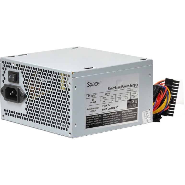 Sursa spacer atx 500, 250w for 500 desktop pc, fan 120mm, switch on/off „sps-atx-500-v12”,  Surse PC | electropc.ro