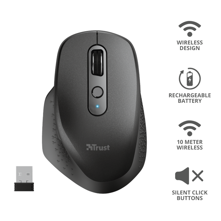 Mouse trust ozaa, rechargeable wireless, negru,  Mouse | electropc.ro