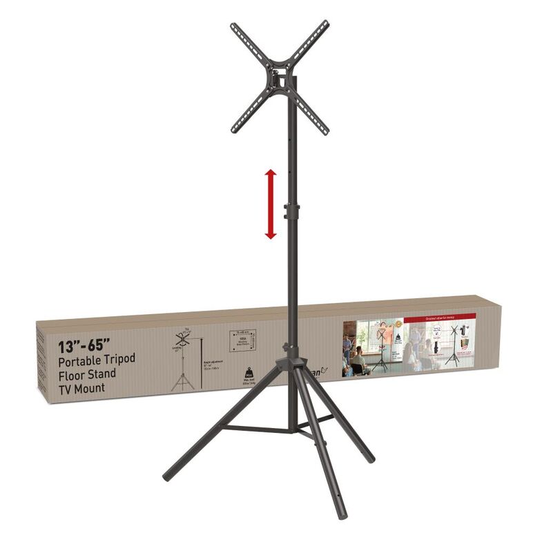 Suport tripod portabil de podea pentru tv plat/curbat barkan, 13" - 65", vesa 400x400mm, max 110kg, negru,  TV & Electronice & Gaming | electropc.ro