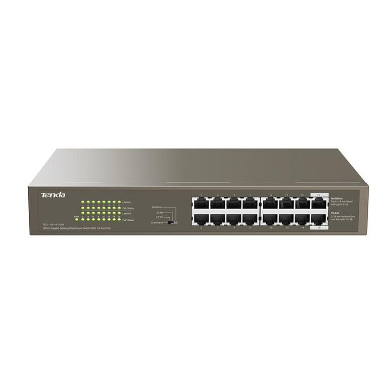 Switch tenda teg1116p-16-150w, 16 port, 10/100/1000 mbps,  Switch-uri | electropc.ro