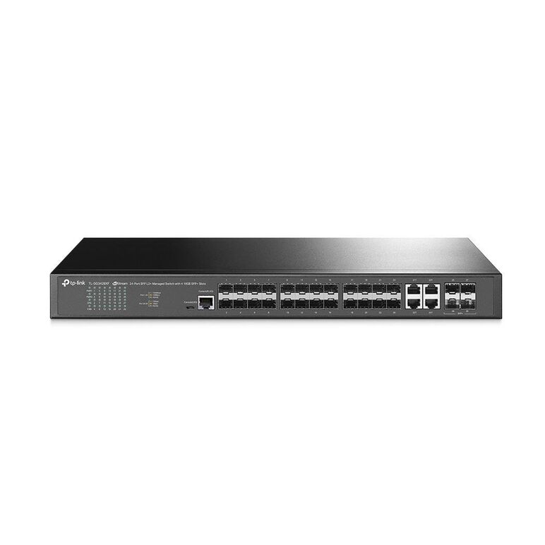 Switch tp-link tl-sg3428xf, jetstream, managed l2, 20 gigabit sfp slots, 4 gigabit rj45/sfp combo ports, 4 10ge sfp+ slots, 1 rj45 console port, 1 micro-usb console port, 32mb flash, 256mb ram, switching capacity 128 gbps.,  Switch-uri | electropc.ro
