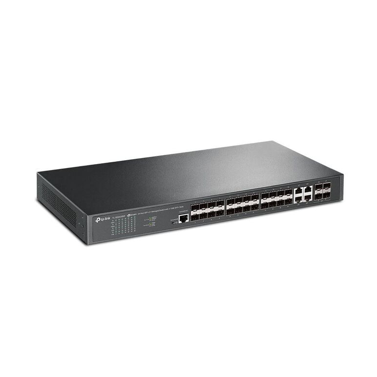 Switch tp-link tl-sg3428xf, jetstream, managed l2, 20 gigabit sfp slots, 4 gigabit rj45/sfp combo ports, 4 10ge sfp+ slots, 1 rj45 console port, 1 micro-usb console port, 32mb flash, 256mb ram, switching capacity 128 gbps.,  Switch-uri | electropc.ro