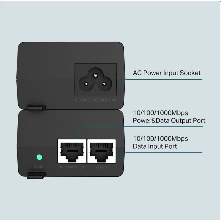 Tp-link, poe+ injector, tl-poe160s, standarde si protocoale: ieee802.3i, ieee802.3u, ieee802.3ab, ieee802.3af, ieee802.3at, interfata: 1 10/100/1000mbps rj45 data-in port, 1 10/100/1000mbps rj45 power+data-out port, dimensiuni: 125 × 59.4 × 36.8 mm.,  Accesorii switch-uri | electropc.ro