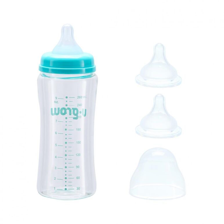 Biberon de sticla 260 ml+2 tetine extra,  Biberoane & Tetine & Accesorii | electropc.ro