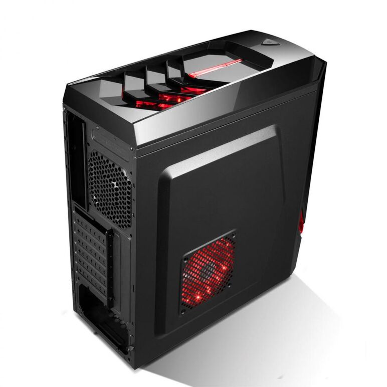 Carcasa inaza x-blade neagra, spcc steel atx mid tower, fara sursa (tip atx, montata jos), interior vopsit negru, 1x 5.2” (intern),2x2.5” (intern), 2x 3.5” (intern), fata – 1x 120mm led frgb fans (inclus), spate – 1x 120mm led frgb fan (inclus), tavan – 2,  Carcase | electropc.ro