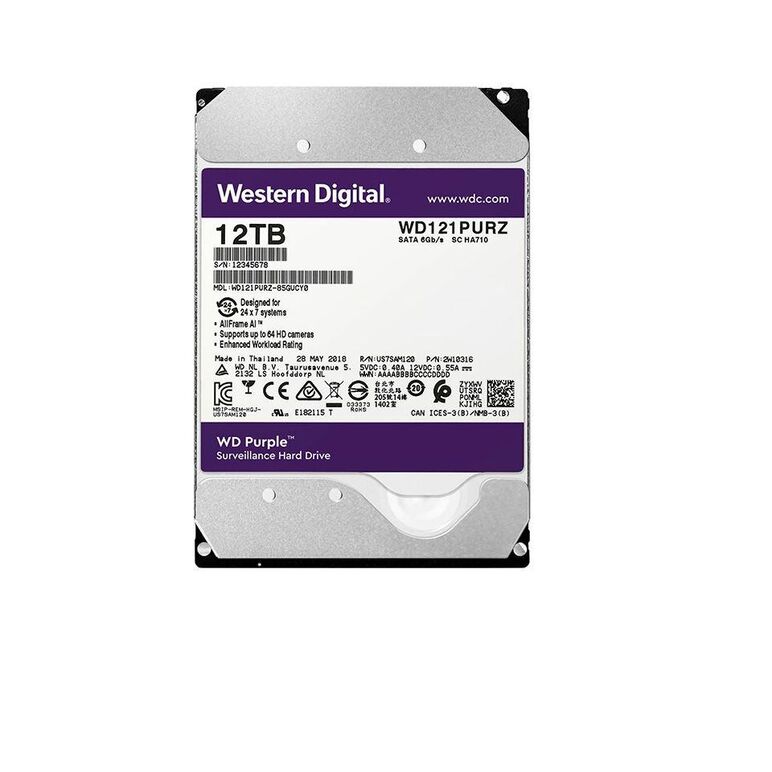 Hdd intern wd, 3.5", 12tb, purple, sata3, intellipower (5400rpm), 256mb, surveillance hdd,  Hard Disk-uri Desktop | electropc.ro