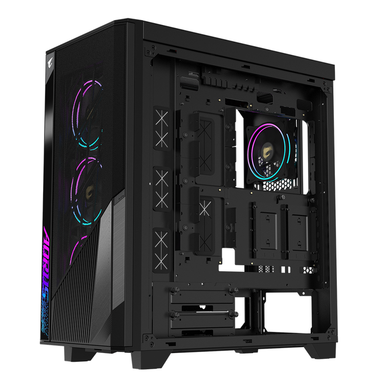 Carcasa aorus c500 glass mid tower, fara sursa, mini itx / micro atx / atx / e-atx, 2x 3.5"/2.5" drive bay, 2x 2.5" drive bay, negru,  Carcase | electropc.ro