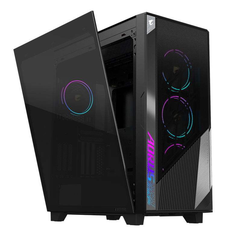 Carcasa aorus c500 glass mid tower, fara sursa, mini itx / micro atx / atx / e-atx, 2x 3.5"/2.5" drive bay, 2x 2.5" drive bay, negru,  Carcase | electropc.ro