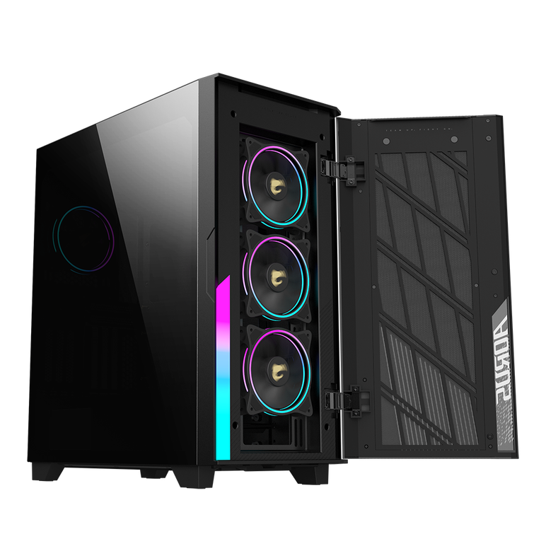 Carcasa aorus c500 glass mid tower, fara sursa, mini itx / micro atx / atx / e-atx, 2x 3.5"/2.5" drive bay, 2x 2.5" drive bay, negru,  Carcase | electropc.ro